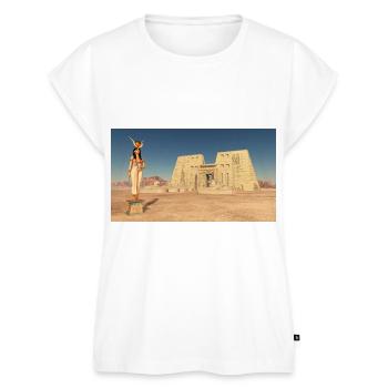 Göttin Hathor und Tempel des Horus von Edfu - Frauen Premium Bio Top - Weiß - Vorne - AI Model Female 172 light (172cm)