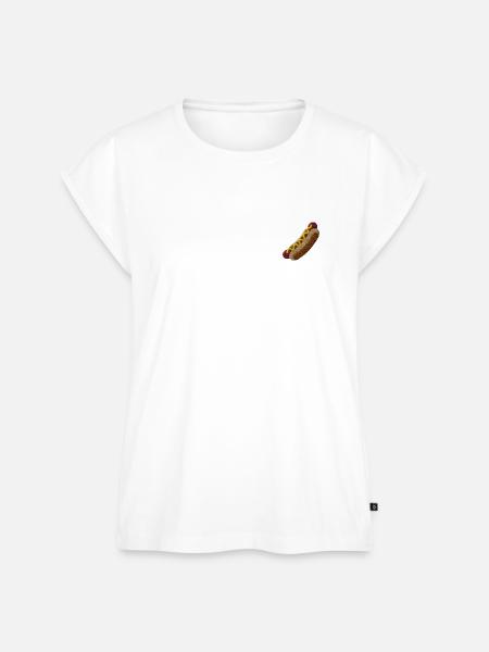 Hot Dog bestickt - Frauen Premium Bio Top - Weiß