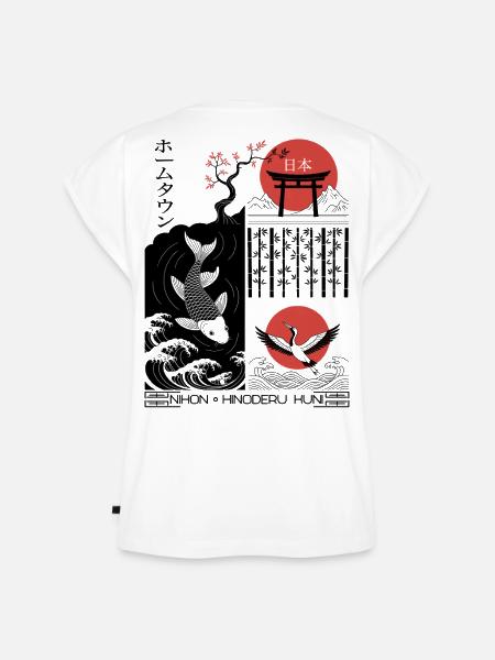 Kranich, Koi - Japan - Frauen Premium Bio Top - Weiß