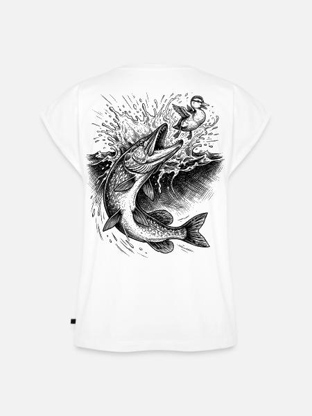 Hecht Oberflächenjagd | Classic Collection - Frauen Premium Bio Top - Weiß