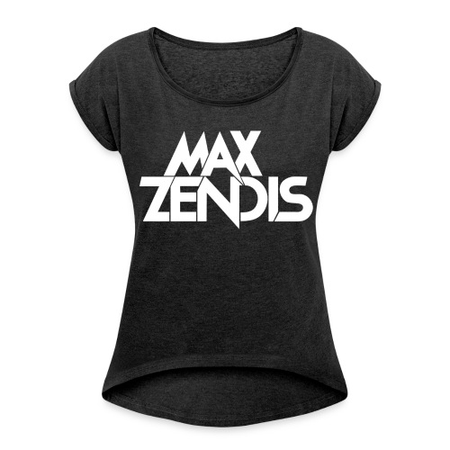 MAX ZENDIS Logo Big - Black/White - Frauen T-Shirt mit gerollten Ärmeln