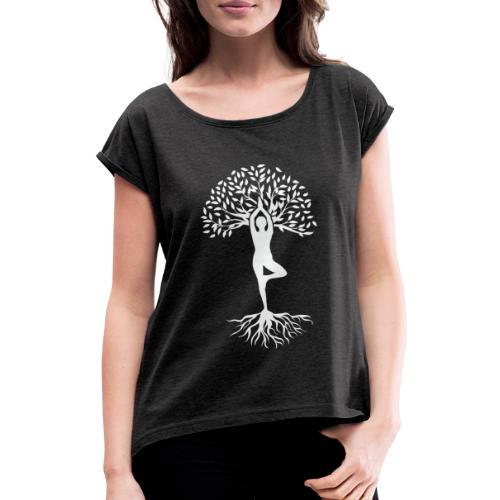 Baum des Lebens Yggdrasil Weltenbaum, tree of life - Frauen T-Shirt mit gerollten Ärmeln