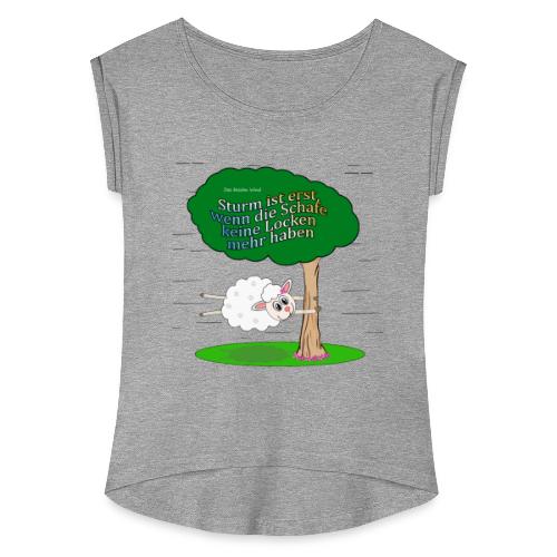 Schaf mit Locken - Frauen T-Shirt mit gerollten Ärmeln
