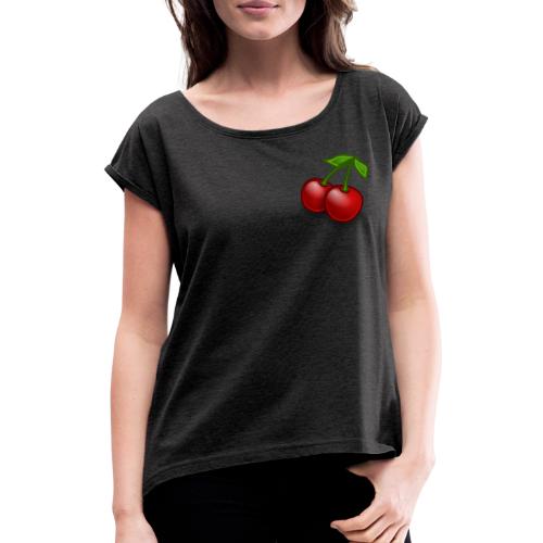 Kirschen Früchte Obst Geschenkidee - Frauen T-Shirt mit gerollten Ärmeln