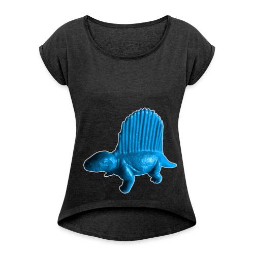 VEYM dimetrodon BLAU - Frauen T-Shirt mit gerollten Ärmeln