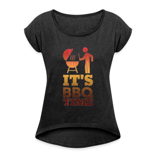 It's BBQ Time - Vrouwen T-shirt met opgerolde mouwen