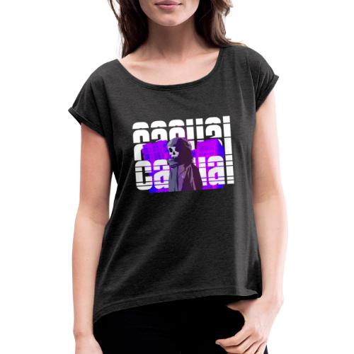CASUAL BRUTALISM - T-skjorte med rulleermer for kvinner