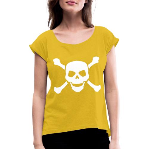piratenflagge - Frauen T-Shirt mit gerollten Ärmeln