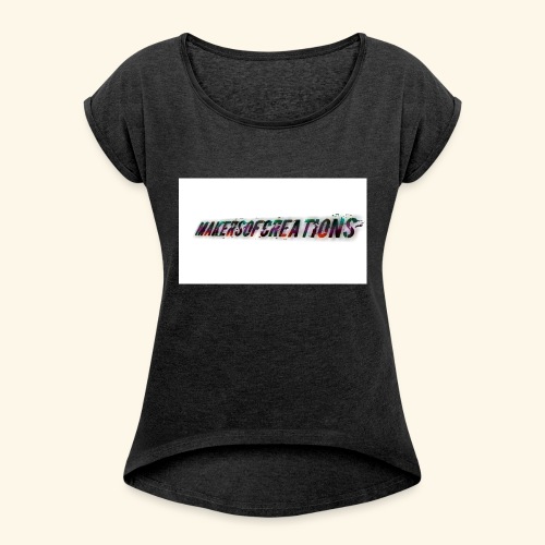 makersofcreations - T-shirt med upprullade ärmar dam