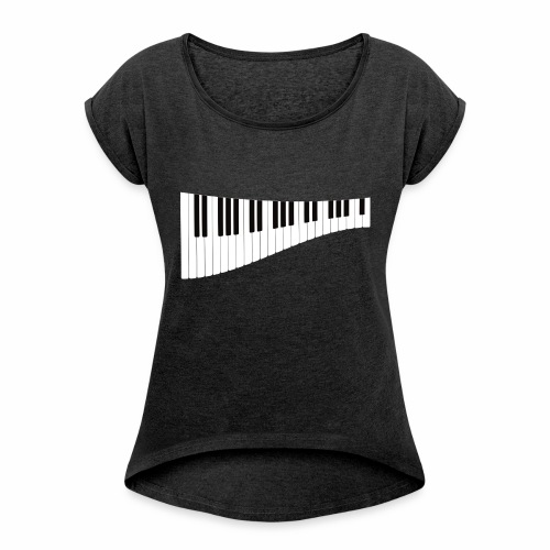 Keyboard für Musiker - Frauen T-Shirt mit gerollten Ärmeln