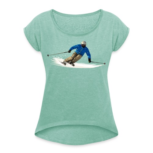 Ski - Frauen T-Shirt mit gerollten Ärmeln