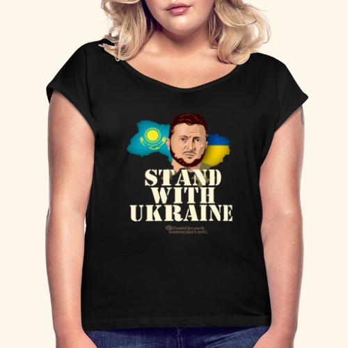 Ukraine Kasachstan - Frauen T-Shirt mit gerollten Ärmeln