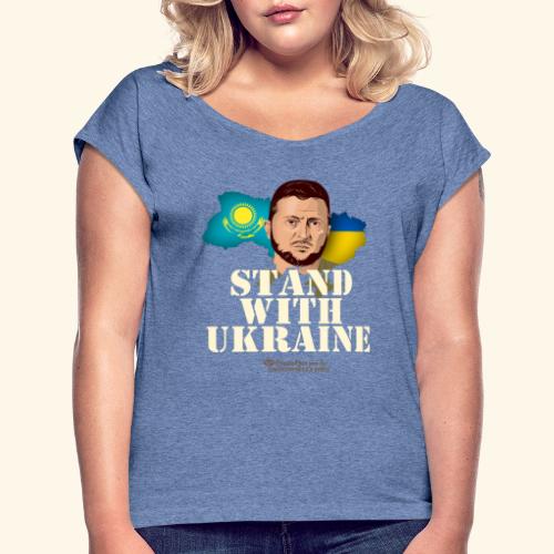 Ukraine Kasachstan - Frauen T-Shirt mit gerollten Ärmeln