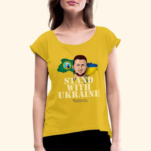 Ukraine Washington - Frauen T-Shirt mit gerollten Ärmeln