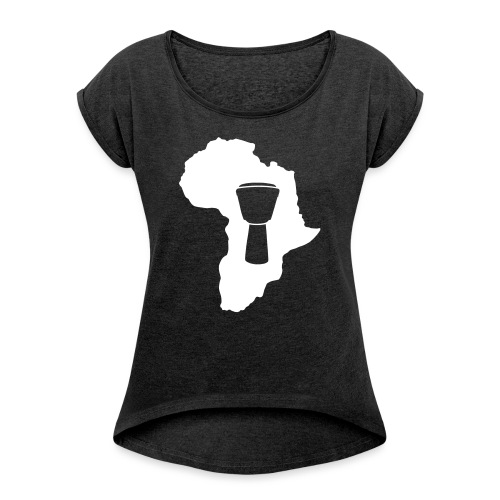 Djembe in Afrika weiss - Frauen T-Shirt mit gerollten Ärmeln