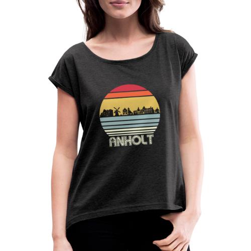 Anholt Skyline Retro - Frauen T-Shirt mit gerollten Ärmeln