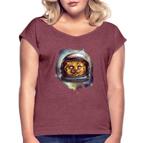 Cute astronaut kitten - Women's T-Shirt with rolled up sleeves