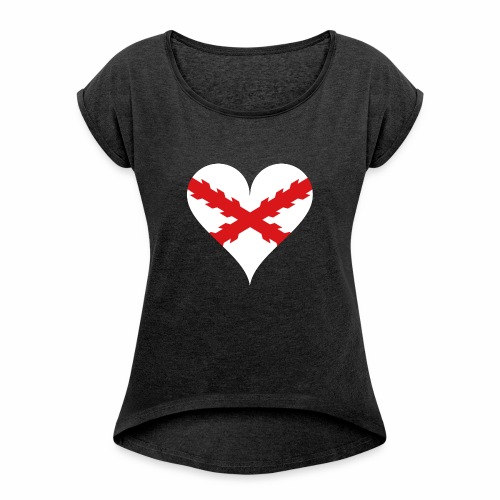 Corazón Borgoña - Camiseta con manga enrollada mujer