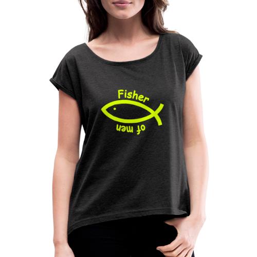 Fisher of men (JESUS shirts) - Frauen T-Shirt mit gerollten Ärmeln