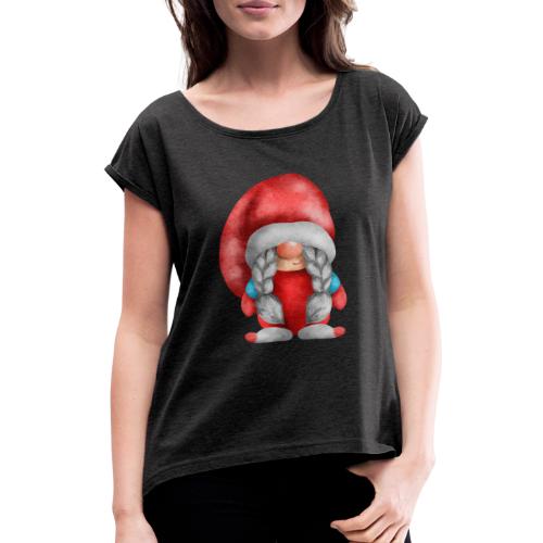 GNOME CHRISTMAS - Frauen T-Shirt mit gerollten Ärmeln