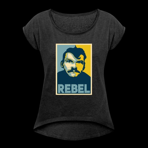 Rebel - T-shirt med upprullade ärmar dam