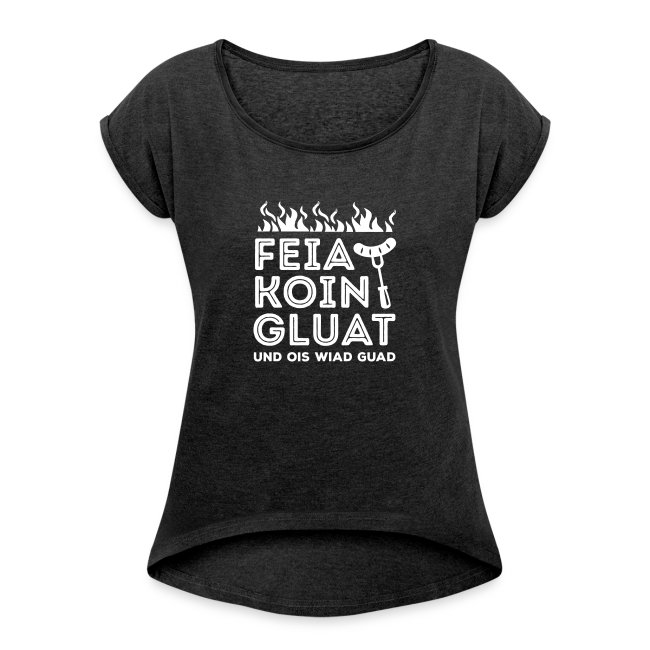 Feia Koin und Gluat - Frauen T-Shirt mit gerollten Ärmeln