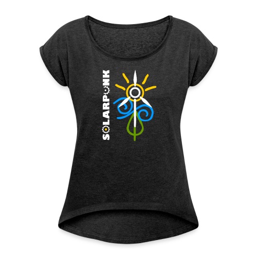 Solarpunk - Frauen T-Shirt mit gerollten Ärmeln
