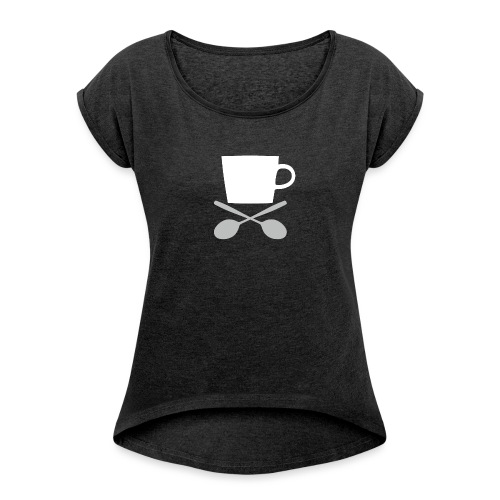 Coffee till I die - Vrouwen T-shirt met opgerolde mouwen