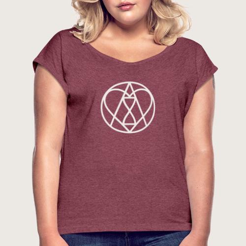 logo weiss 1 - Frauen T-Shirt mit gerollten Ärmeln