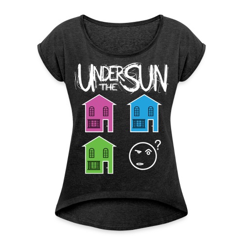 House White on Black png - Women's T-Shirt with rolled up sleeves
