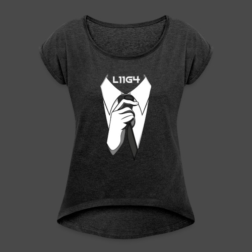 Herrasmiesten Liiga (L11G4) Fan T-Shirt - Naisten T-paita, jossa rullatut hihat