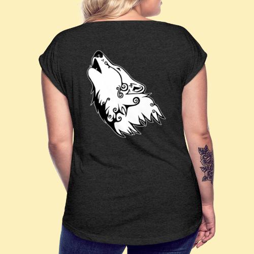 Le Loup de Neved (version contour blanc) - T-shirt à manches retroussées Femme