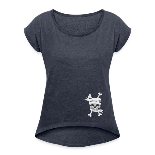 calavera - Camiseta con manga enrollada mujer