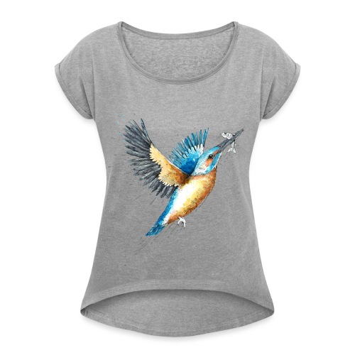 Kingfisher - In the middle of nature - Women's T-Shirt with rolled up sleeves