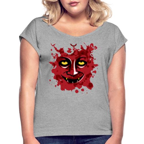 Bloody Vampire Face Halloween Fledermaus - Frauen T-Shirt mit gerollten Ärmeln