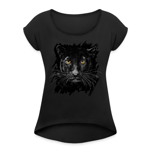 Schwarzer Panther - Frauen T-Shirt mit gerollten Ärmeln