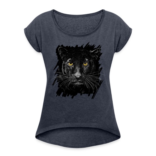 Schwarzer Panther - Frauen T-Shirt mit gerollten Ärmeln