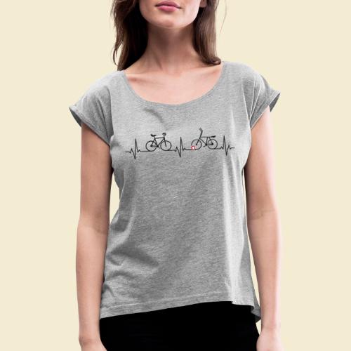 Heart Monitor Kunstrad & Radball - Frauen T-Shirt mit gerollten Ärmeln