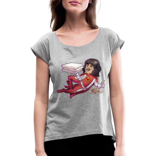 Essen | Liebesheld - Frauen T-Shirt mit gerollten Ärmeln