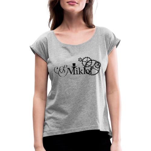 miklof logo black 3000px - Women's T-Shirt with rolled up sleeves