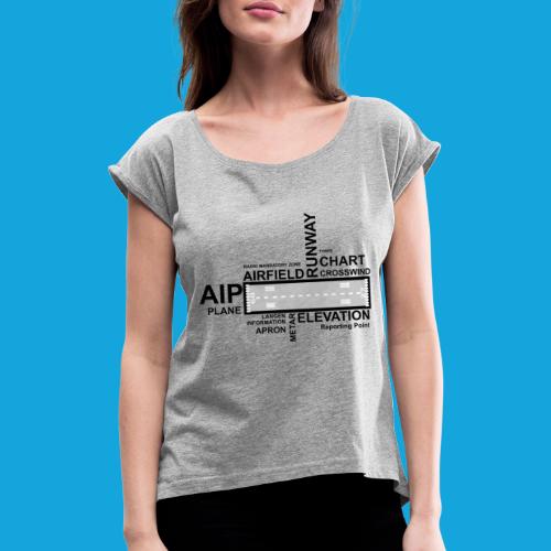airfield cloud - Frauen T-Shirt mit gerollten Ärmeln