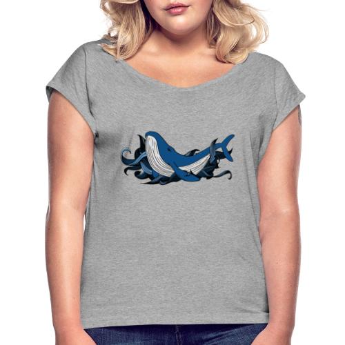 Doodle ink Whale - Maglietta da donna con risvolti