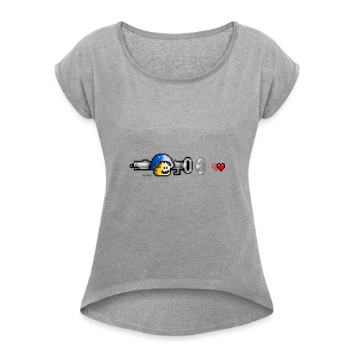 Love Rocketk - Frauen T-Shirt mit gerollten Ärmeln