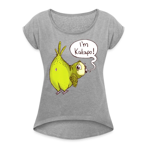 Sweet Kakapo - the fat parrot from New Zealand - Women's T-Shirt with rolled up sleeves
