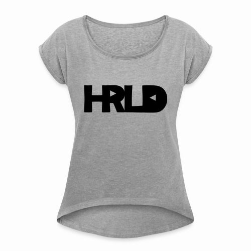 HRLD Black Logo - Naisten T-paita, jossa rullatut hihat