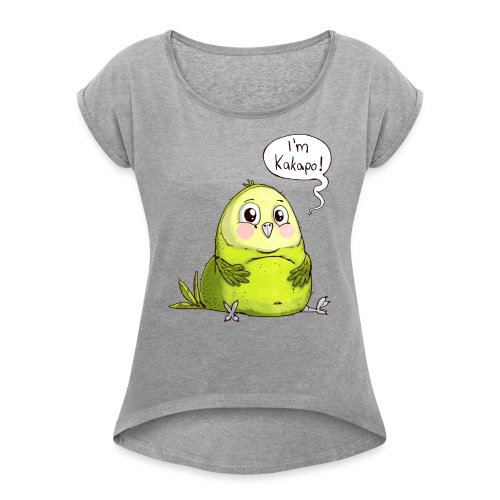 Kakapo - The thickest parrot in the world - Women's T-Shirt with rolled up sleeves