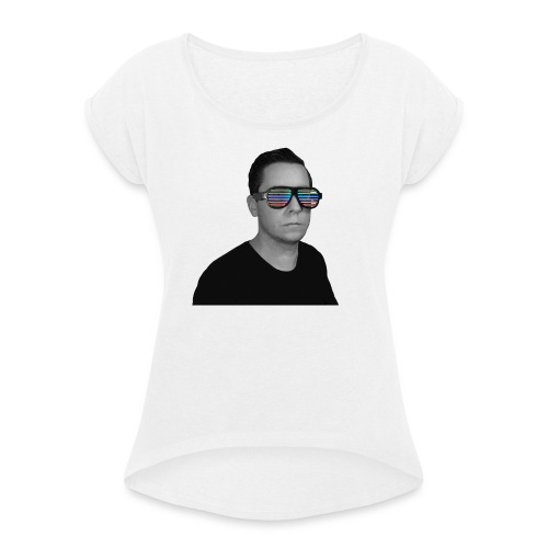 LED Glasses - Frauen T-Shirt mit gerollten Ärmeln