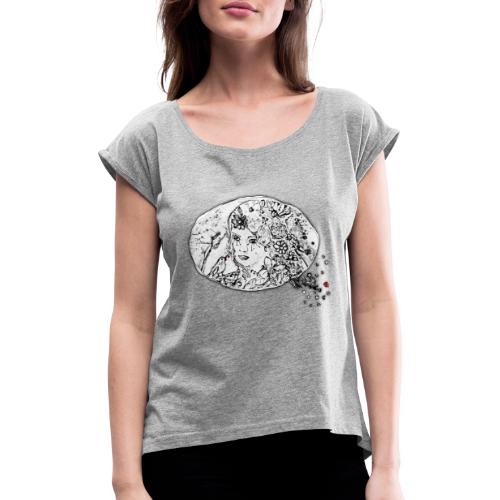 Blumenmädchen - Frauen T-Shirt mit gerollten Ärmeln