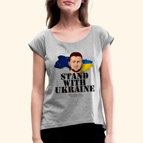 Alaska Ukraine Unterstützer T-Shirt Design - Frauen T-Shirt mit gerollten Ärmeln