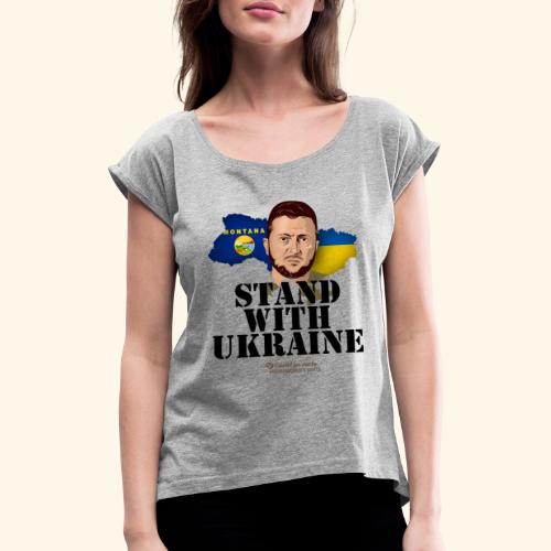 Ukraine Montana Design - Frauen T-Shirt mit gerollten Ärmeln